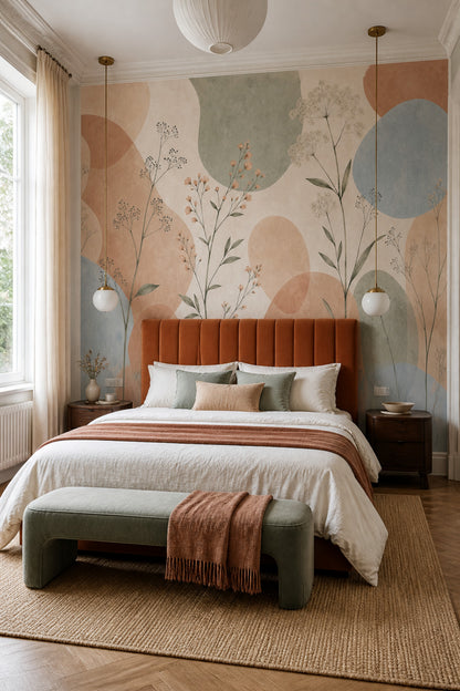 Watercolor Texture Wallpaper Pastel Botanical Removable Wildflower Wall Decor