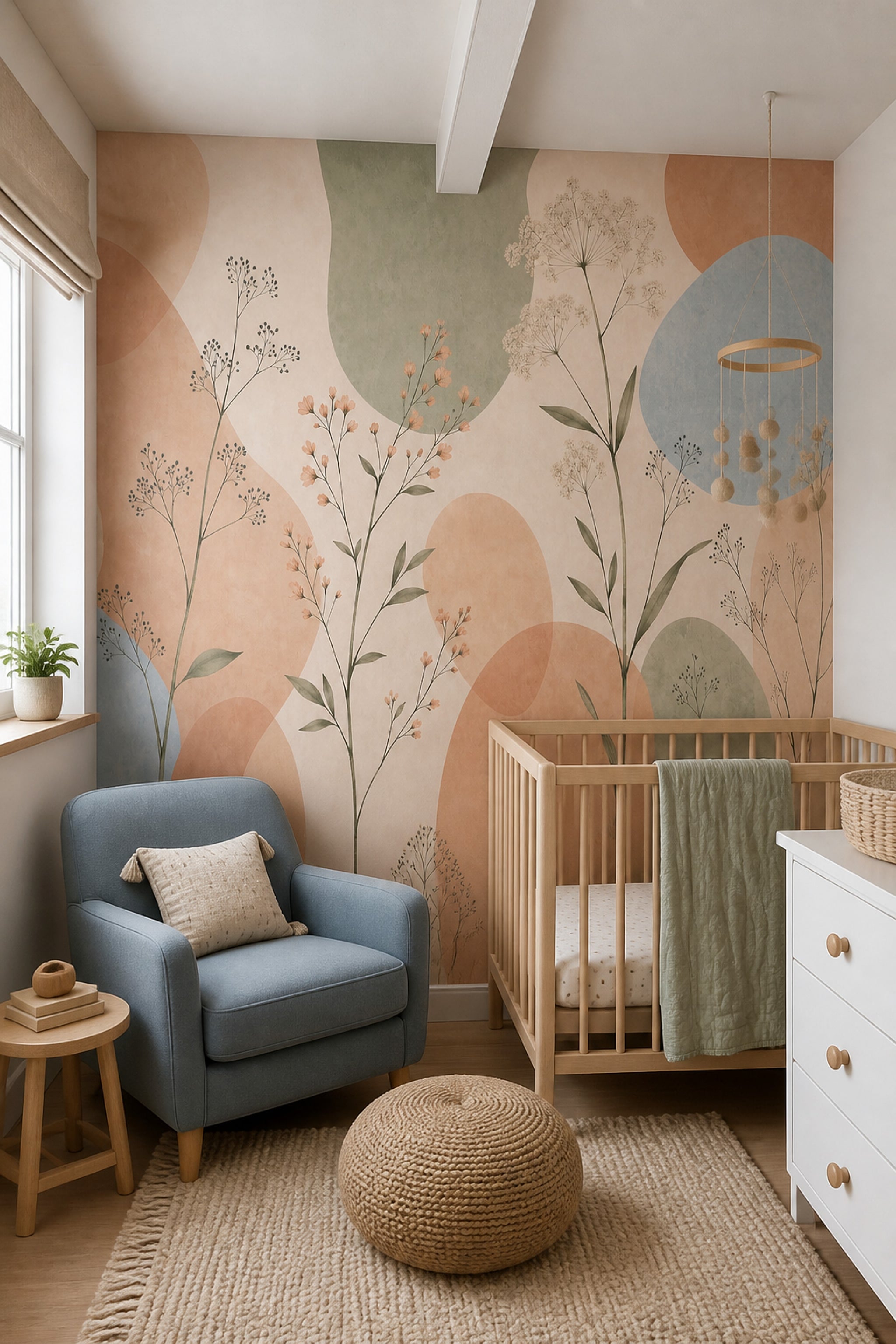Watercolor Texture Wallpaper Pastel Botanical Removable Wildflower Wall Decor