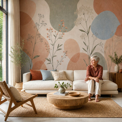 Watercolor Texture Wallpaper Pastel Botanical Removable Wildflower Wall Decor