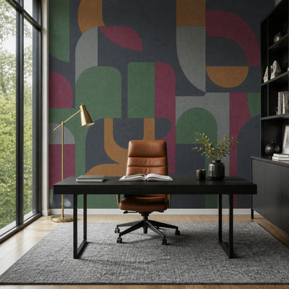 Mid Century Modern Wallpaper Geometric Removable Abstract Wall Decor