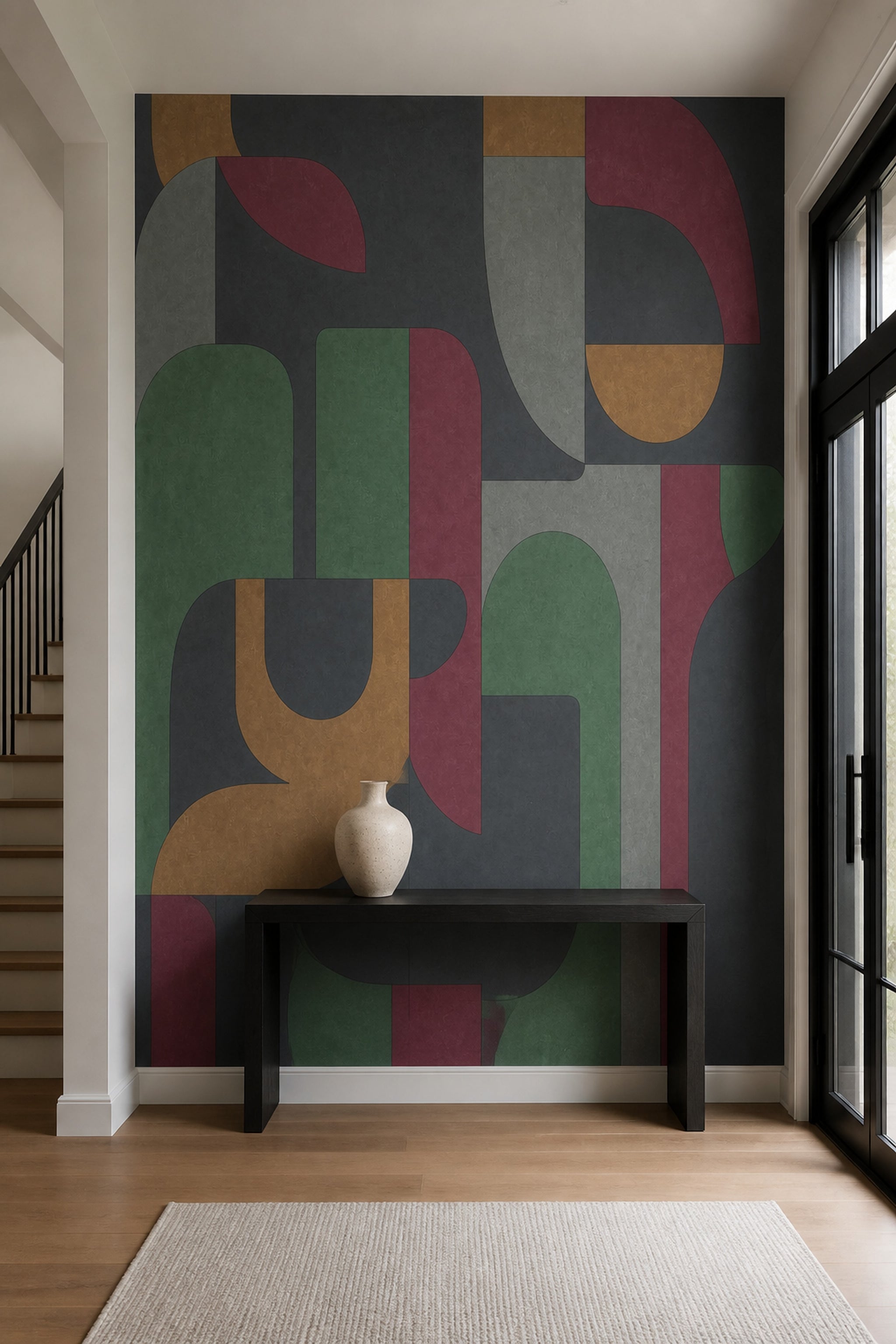 Mid Century Modern Wallpaper Geometric Removable Abstract Wall Decor