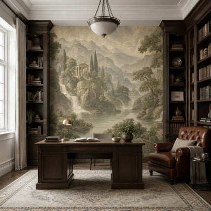 Classical Landscape Wallpaper Mountains Roman Temple Removable Wall Decor