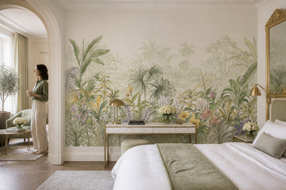 White Background Wallpaper Tropical Botanical Wall Mural