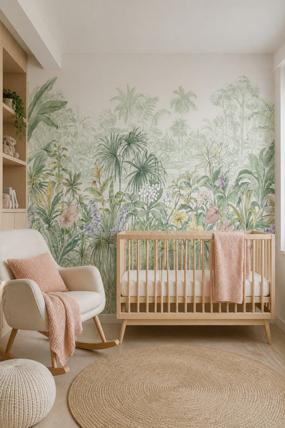 White Background Wallpaper Tropical Botanical Wall Mural
