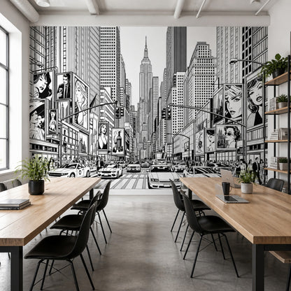 Times Square Wallpaper New York Cityscape Removable Black And White Wall Decor