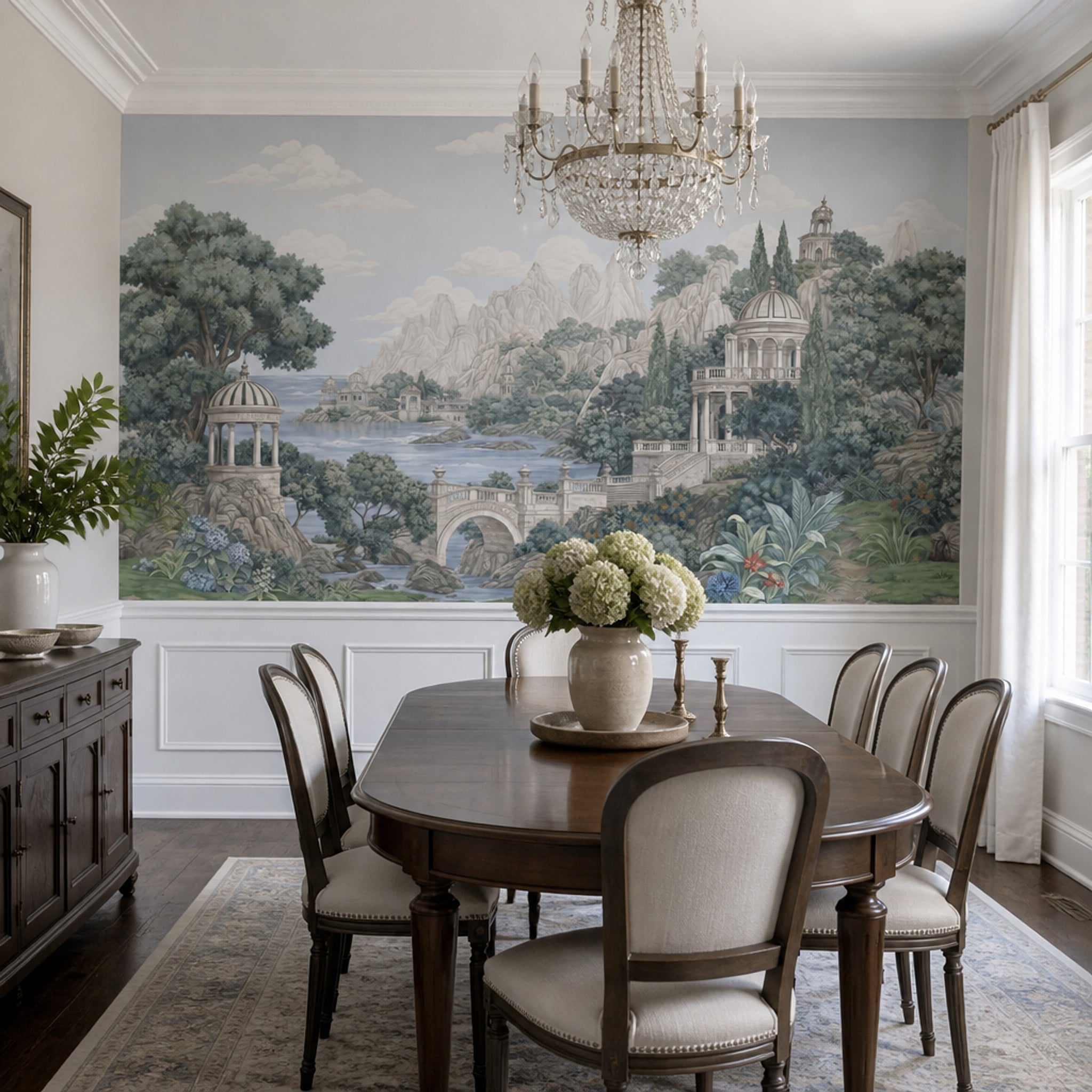 Mediterranean Landscape Wallpaper Italianate Garden Classical Architecture Removable Wall Decor