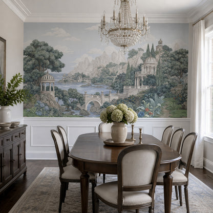 Mediterranean Landscape Wallpaper Italianate Garden Classical Architecture Removable Wall Decor