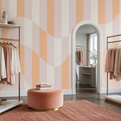 Pastel Stripes Wallpaper Abstract Wavy Removable Wall Decor