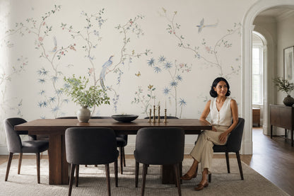 Chinoiserie Wallpaper Floral Birds Removable Wall Decor