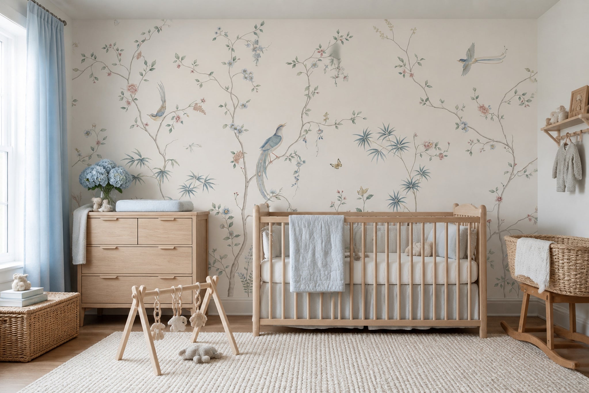 Chinoiserie Wallpaper Floral Birds Removable Wall Decor