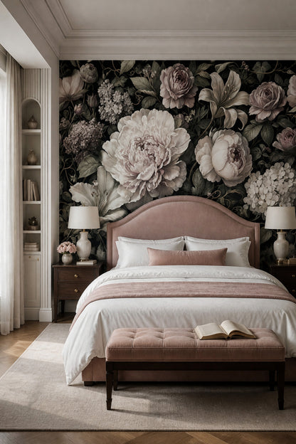 Dark Floral Wallpaper Moody Botanical Romantic Garden Wall Mural