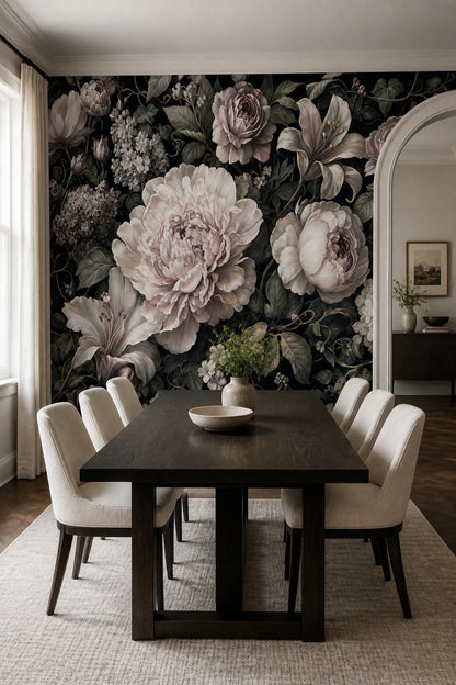 Dark Floral Wallpaper Moody Botanical Romantic Garden Wall Mural