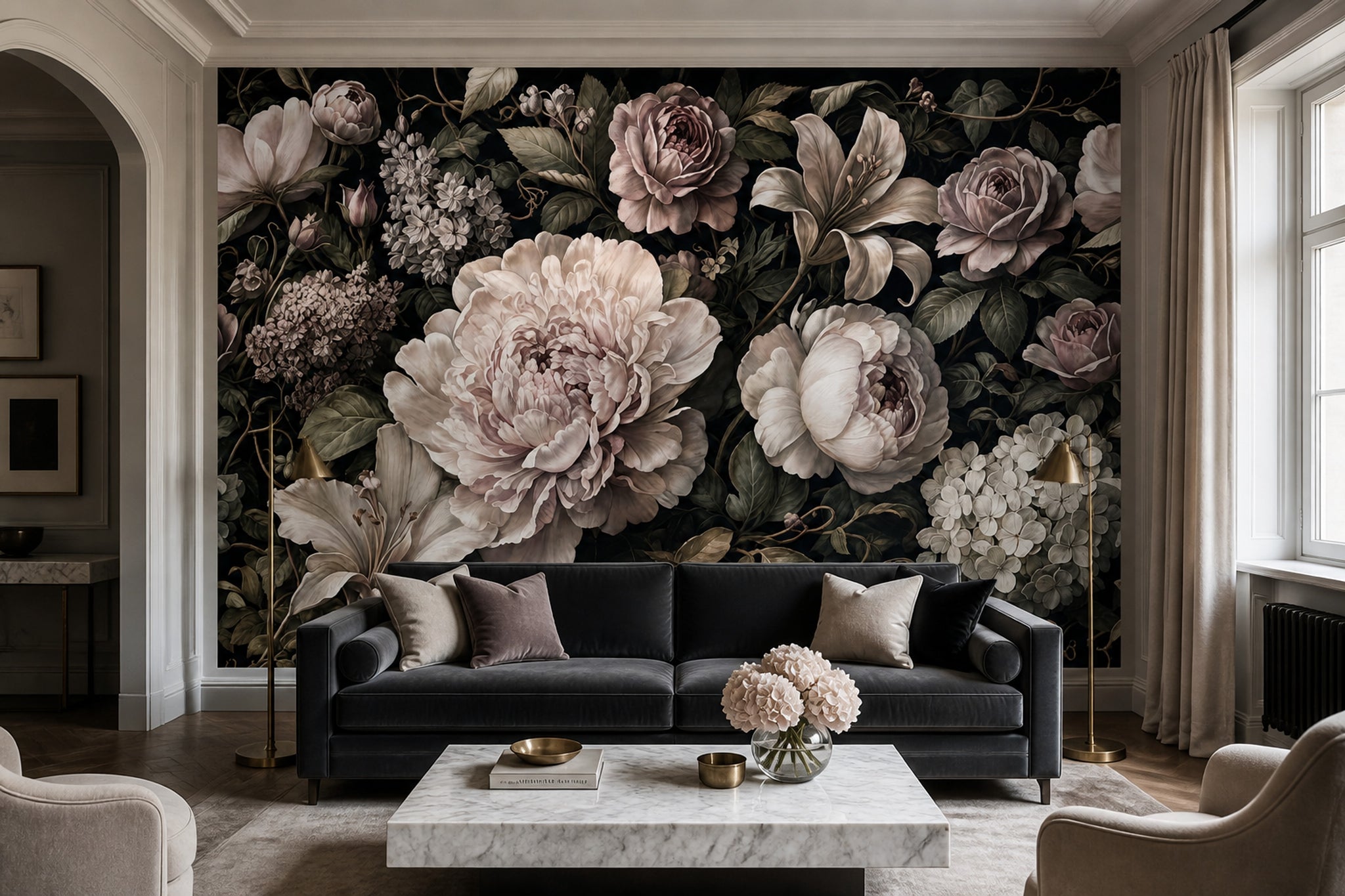 Dark Floral Wallpaper Moody Botanical Romantic Garden Wall Mural
