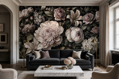 Dark Floral Wallpaper Moody Botanical Romantic Garden Wall Mural