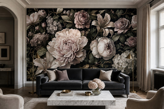 Dark Floral Wallpaper Moody Botanical Romantic Garden Wall Mural