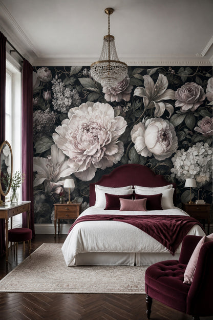 Dark Floral Wallpaper Moody Botanical Romantic Garden Wall Mural