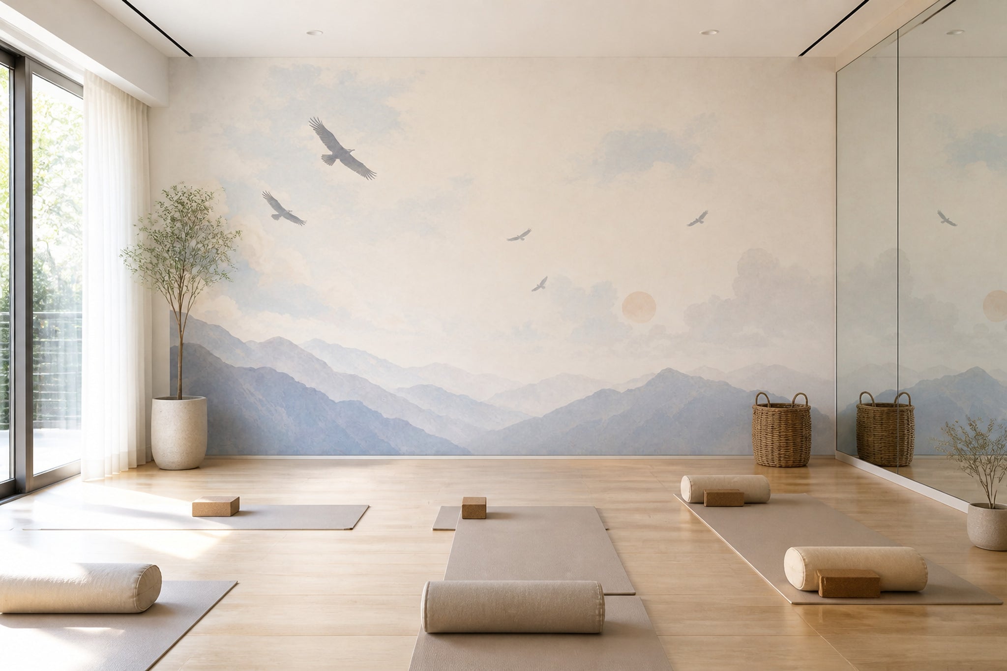 Landscape Wallpaper Watercolor Mountains Removable Wall Decor