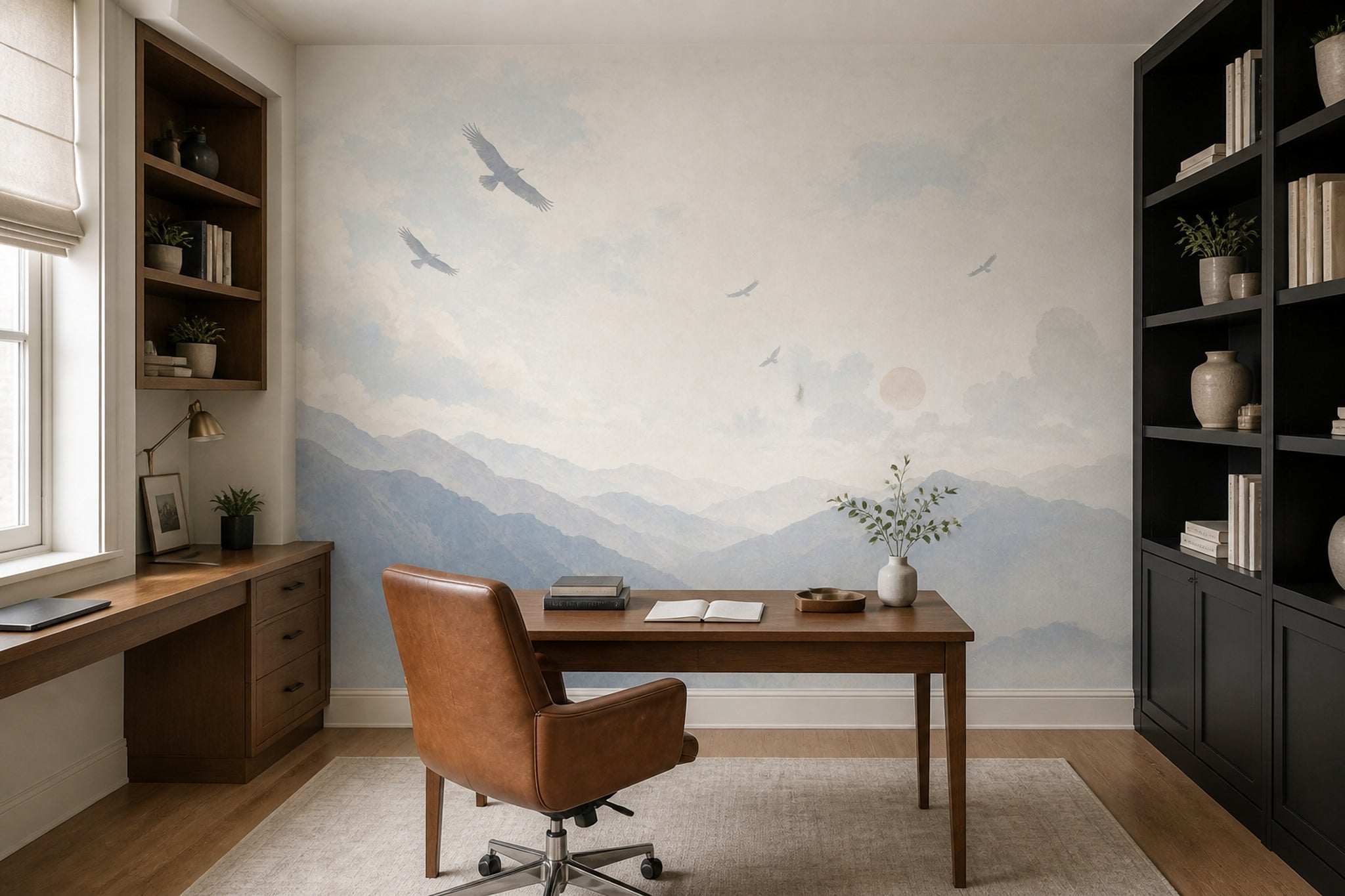 Landscape Wallpaper Watercolor Mountains Removable Wall Decor