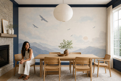 Landscape Wallpaper Watercolor Mountains Removable Wall Decor