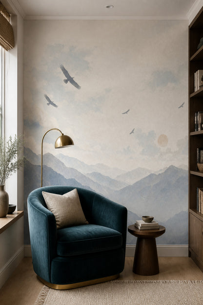 Landscape Wallpaper Watercolor Mountains Removable Wall Decor