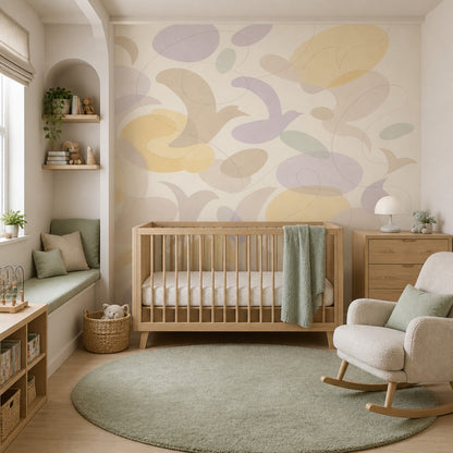 Abstract Wallpaper Cream Background Pastel Wall Mural