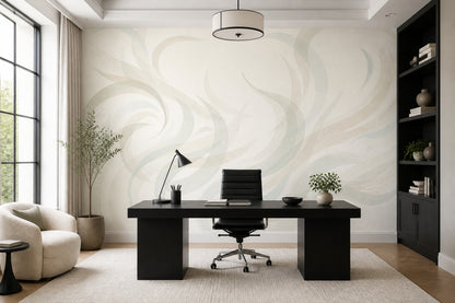 Abstract Wallpaper Cream Removable Flowing Wall Decor