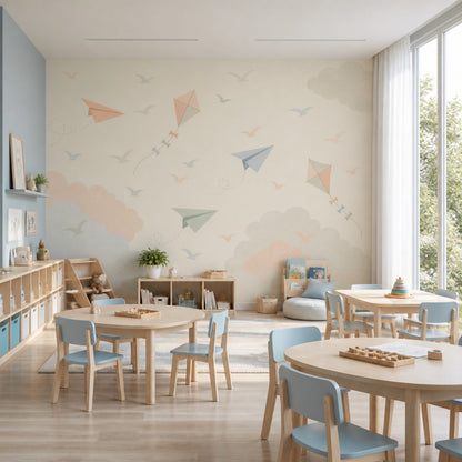 Paper Airplanes Wallpaper Kites Nursery Removable Wall Decor