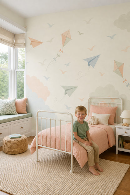 Paper Airplanes Wallpaper Kites Nursery Removable Wall Decor