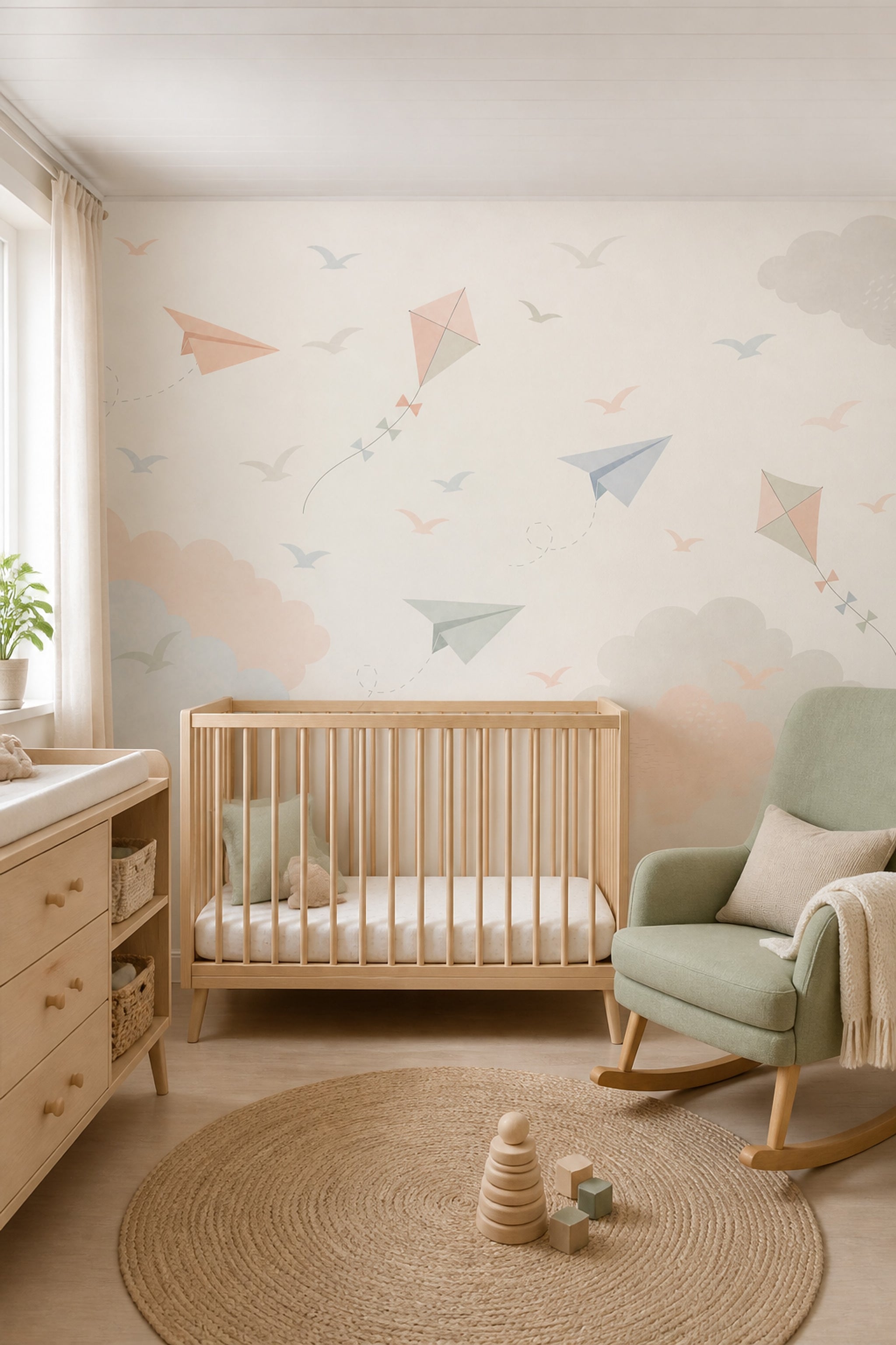 Paper Airplanes Wallpaper Kites Nursery Removable Wall Decor