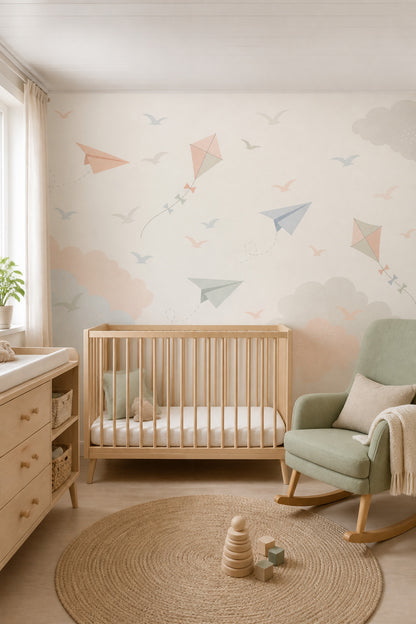 Paper Airplanes Wallpaper Kites Nursery Removable Wall Decor
