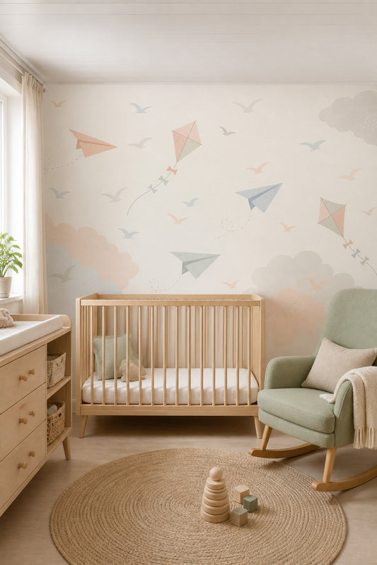 Paper Airplanes Wallpaper Kites Nursery Removable Wall Decor
