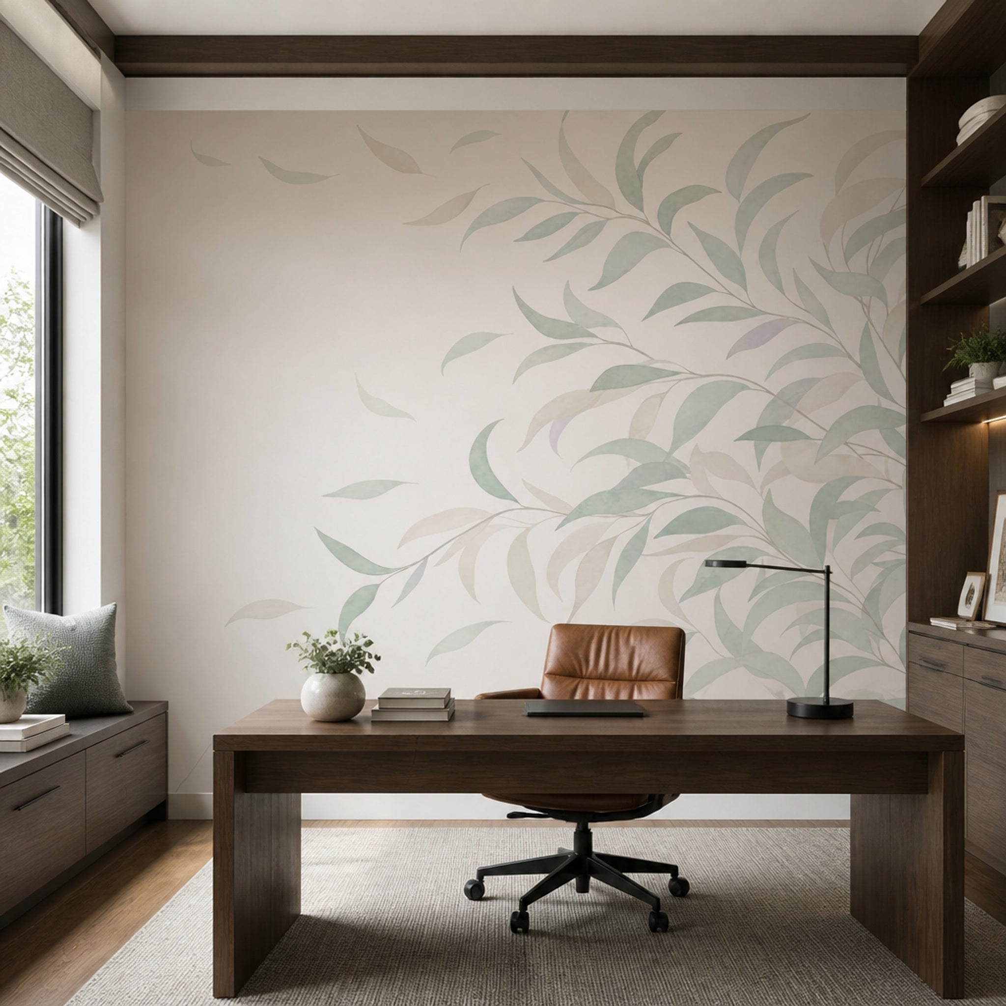 Botanical Wallpaper Leafy Branches Watercolor Wall Mural