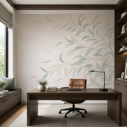 Botanical Wallpaper Leafy Branches Watercolor Wall Mural