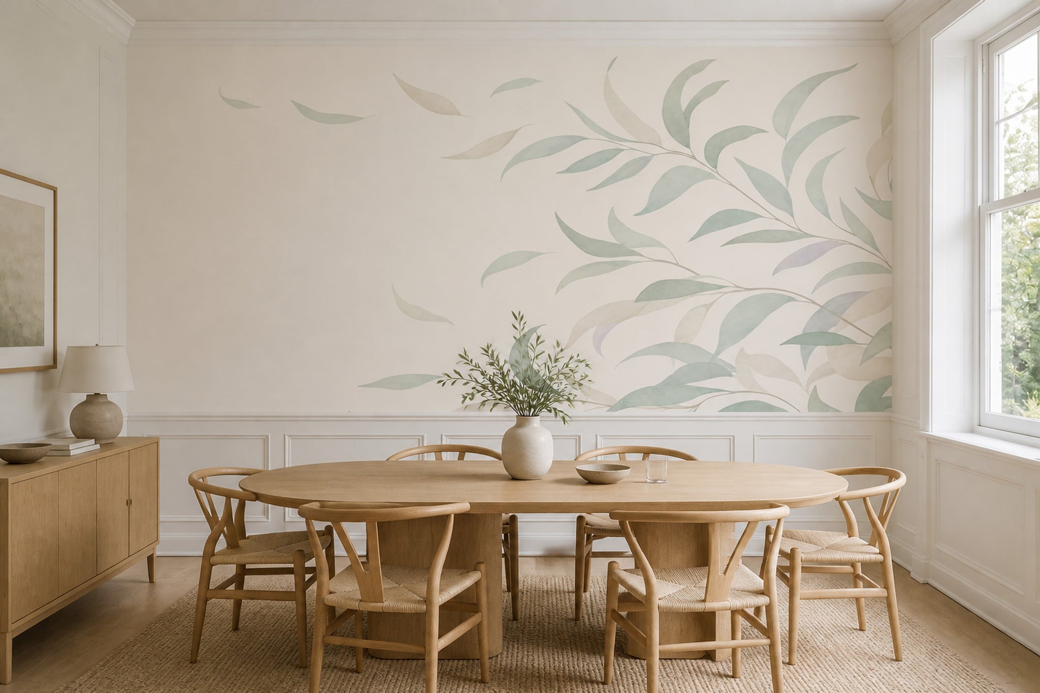 Botanical Wallpaper Leafy Branches Watercolor Wall Mural