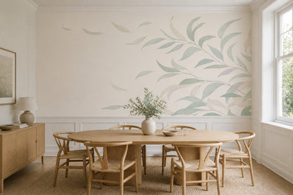 Botanical Wallpaper Leafy Branches Watercolor Wall Mural
