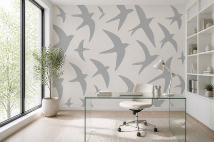 Bird Silhouettes Wallpaper Swallows Removable Flying Birds Wall Decor