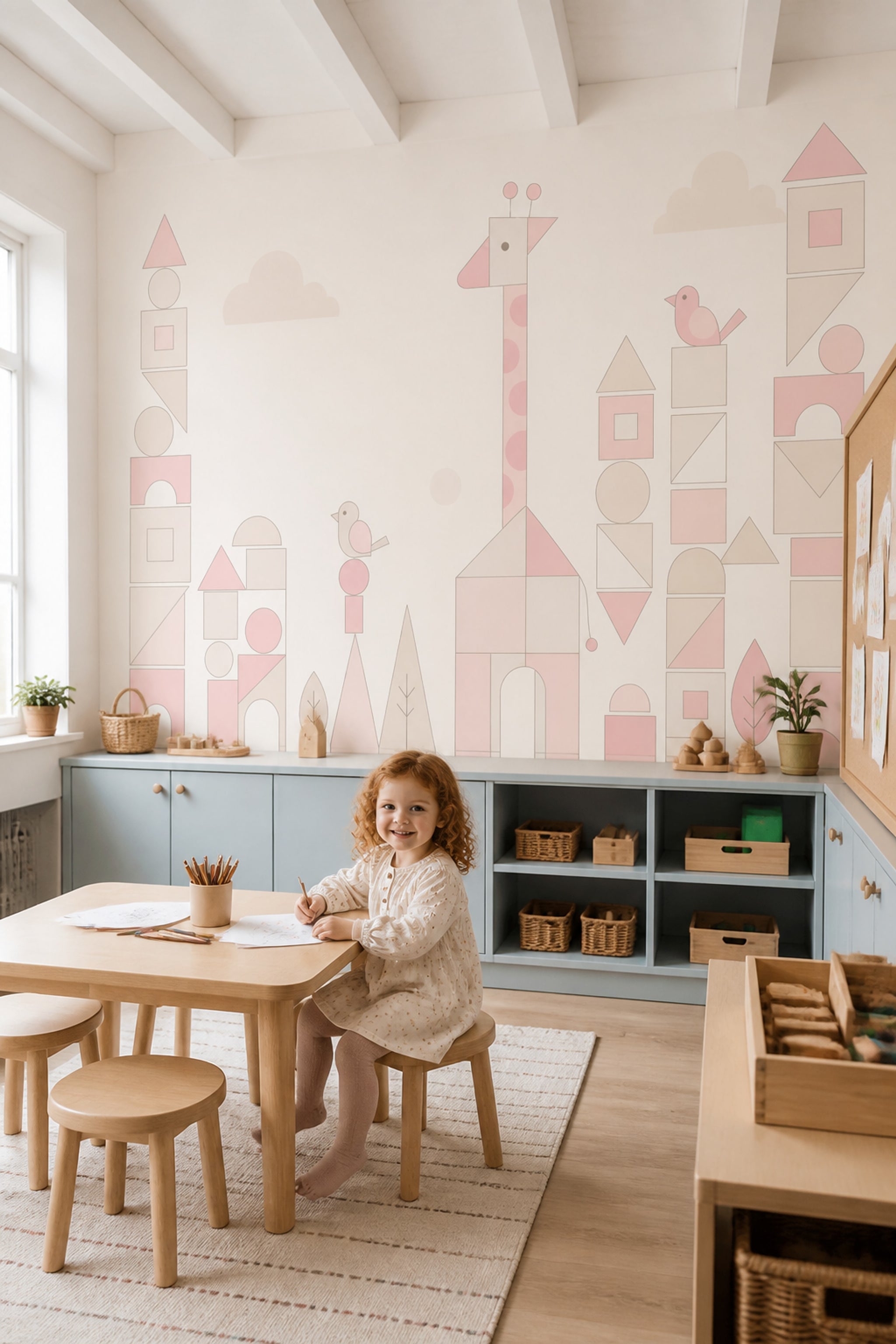 Nursery Wallpaper Pastel Geometric Wall Mural