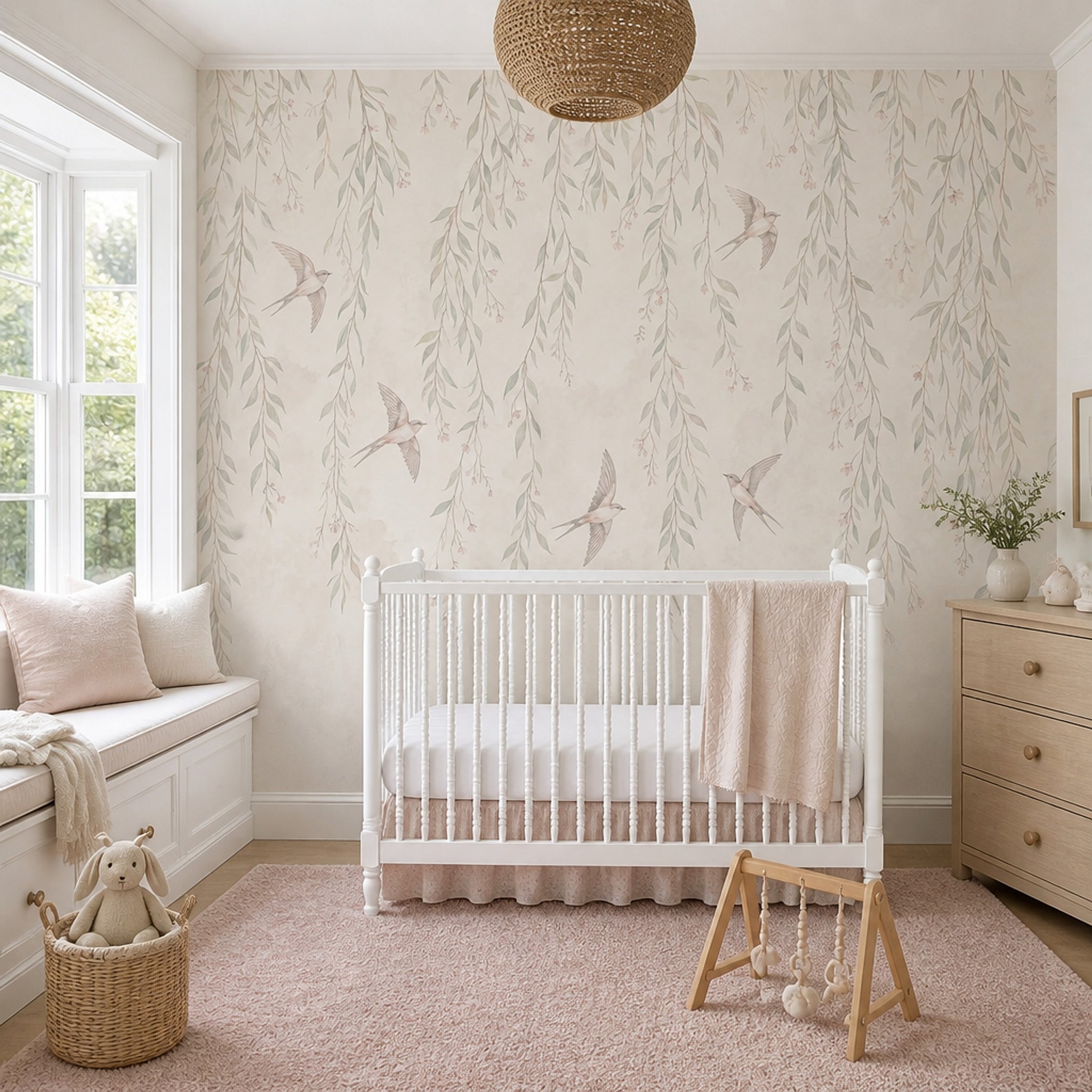 Watercolor Wallpaper Botanical Birds Wall Mural