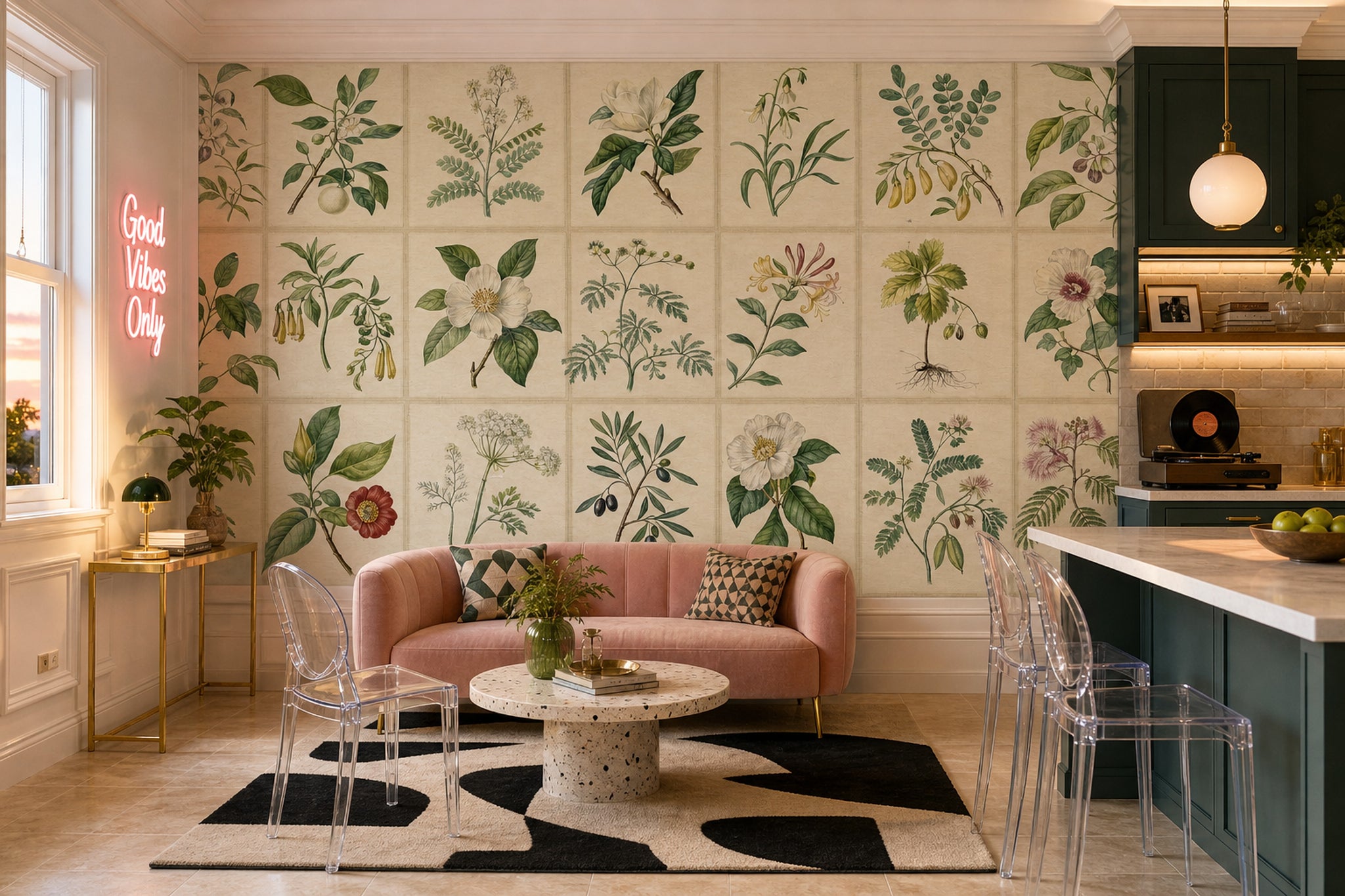 Herbarium Wallpaper Botanical Antique Parchment Removable Wall Decor