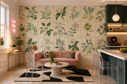 Herbarium Wallpaper Botanical Antique Parchment Removable Wall Decor