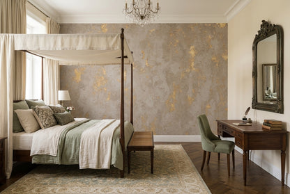 Textured Plaster Wallpaper Gold Metallic Concrete Wall Mural
