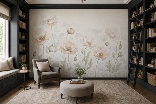 Poppy Flowers Wallpaper Floral Wallpaper Watercolor Flowers Wall Mural