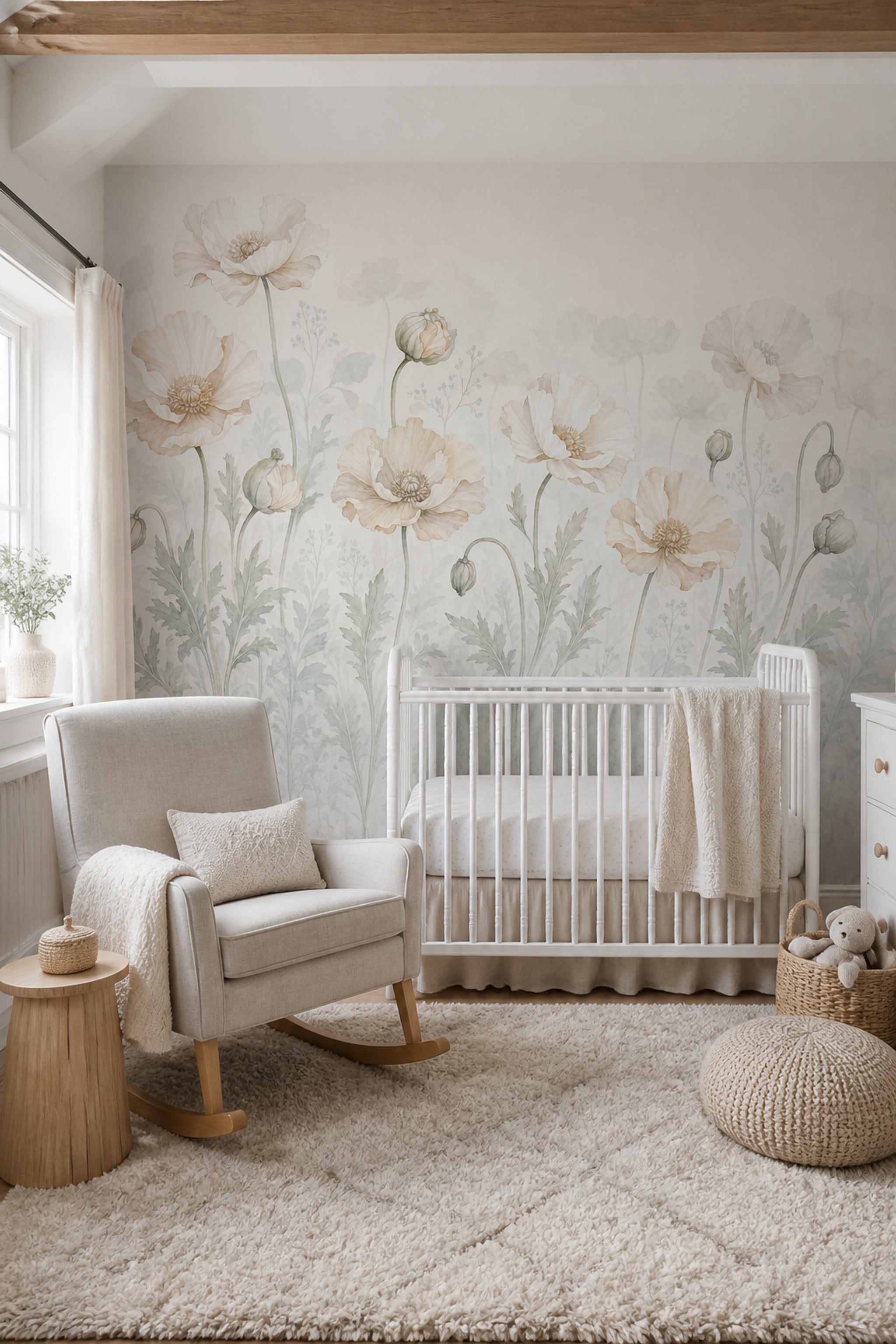 Poppy Flowers Wallpaper Floral Wallpaper Watercolor Flowers Wall Mural