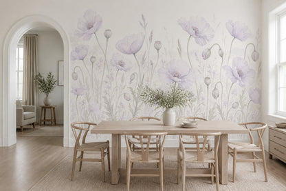 Watercolor Wallpaper Poppies Removable Wildflower Meadow Wall Decor