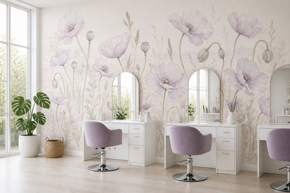 Watercolor Wallpaper Poppies Removable Wildflower Meadow Wall Decor