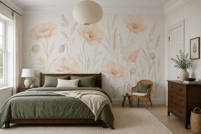 Meadow Flowers Wallpaper Wildflower Removable Botanical Wall Decor