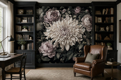 Dark Floral Wallpaper Moody Botanical Removable Wall Decor
