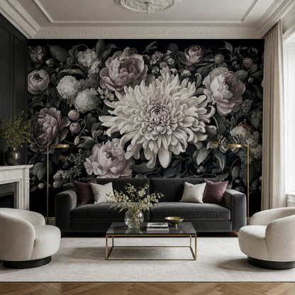 Dark Floral Wallpaper Moody Botanical Removable Wall Decor
