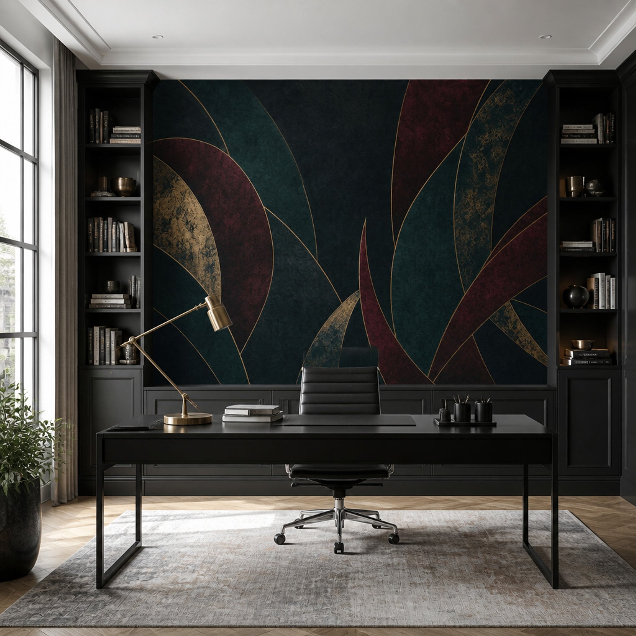 Art Deco Wallpaper Gold Lines Luxury Wall Mural
