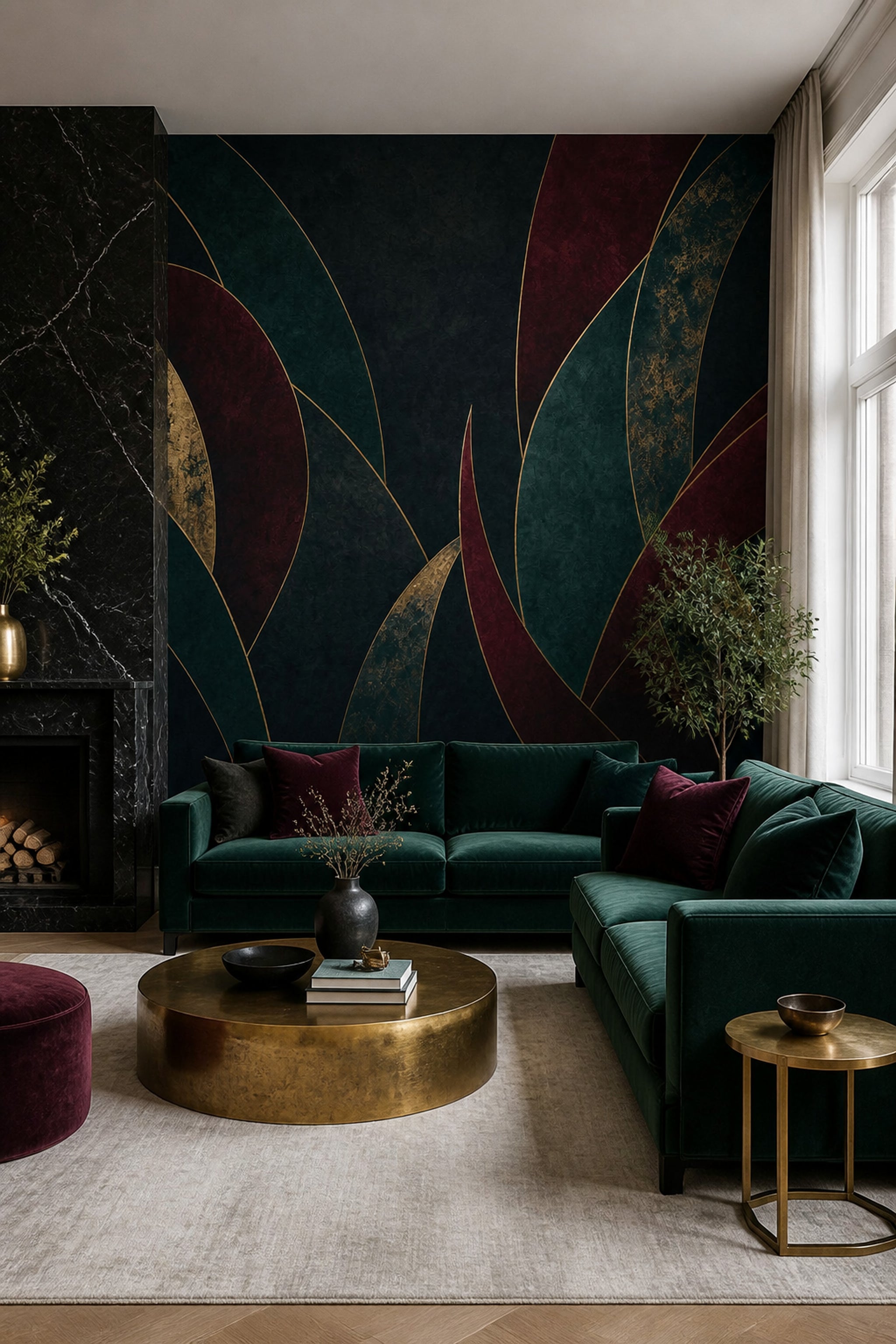 Art Deco Wallpaper Gold Lines Luxury Wall Mural